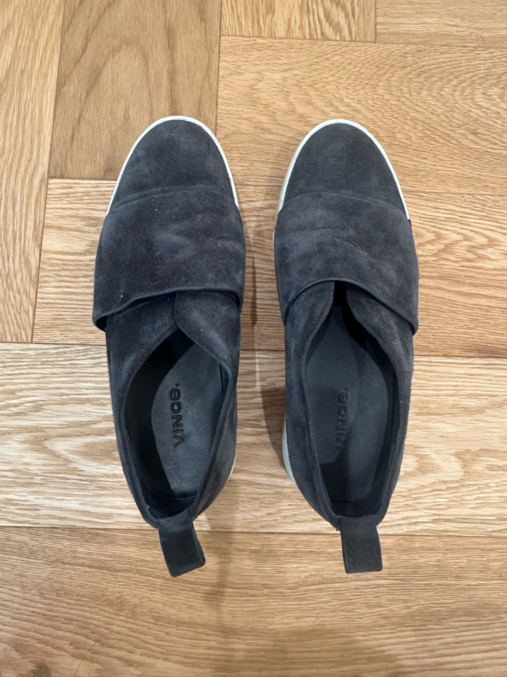 Vince blue Suede Slip-On Flats with White Trim